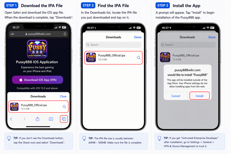 Pussy888 iOS Profile Trust Installation Steps